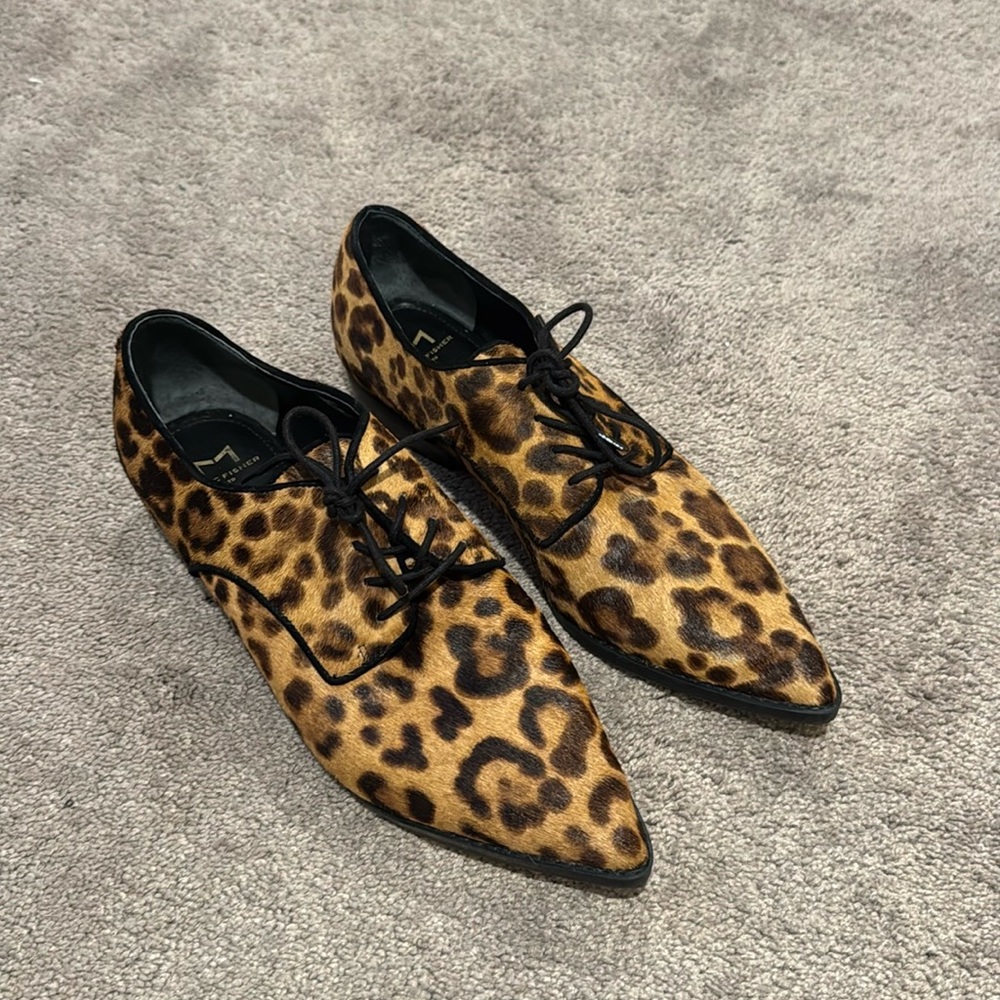 Marc Fisher Animal Print Lace-Up Flats